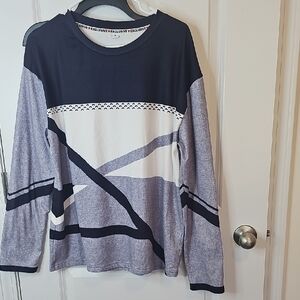 Navy and White Women's Top